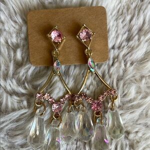 Elegant Pink and Gold Dangle Earrings